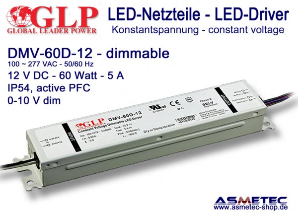 LED-driver GLP - DMV-60D-12, 12 VDC, 60 Watt - www.asmetec-shop.de