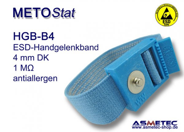 ESD wristband HGB-B4, 4 mm snap, anti allergen - www.asmetec-shop.de
