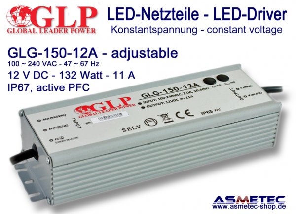 LED-Netzteil GLP - GLG-100-12A, 12 VDC, 100 Watt - www.asmetec-shop.de