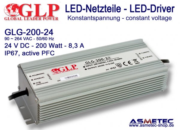 LED-Netzteil GLP - GLG-200-24, 24 VDC, 200 Watt - www.asmetec-shop.de