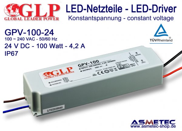 LED-driver GLP - GPV-100-24, 24 VDC, 100 Watt - www.asmetec-shop.de