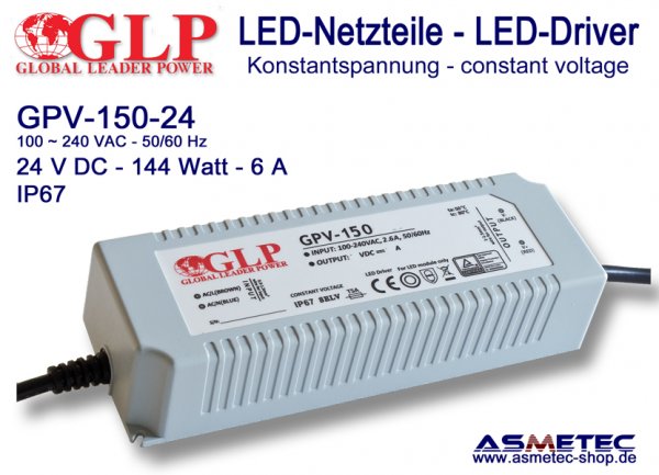 LED-driver GLP - GPV-150-24, 24 VDC, 144 Watt - www.asmetec-shop.de
