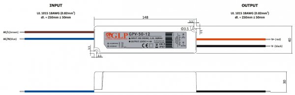 LED-Netzteil GLP - GPV-50-12, 12 VDC, 48 Watt - www.asmetec-shop.de