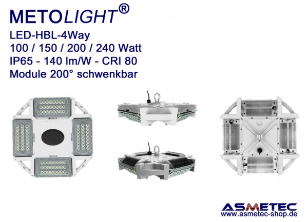 Metolight LED Highbay HBL-4Way-100, 100 Watt, 14000 lm - www.asmetec-shop.de