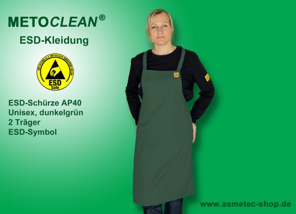 METOCLEAN ESD-apron AP40 dark green - www.asmetec-shop.de