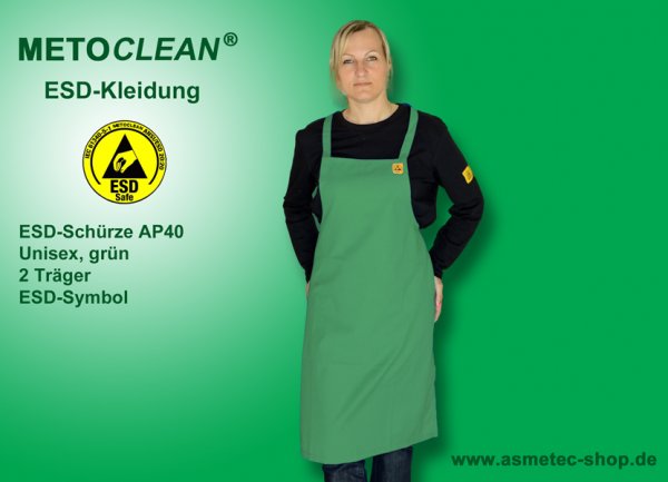 METOCLEAN ESD-apron AP40 green - www.asmetec-shop.de