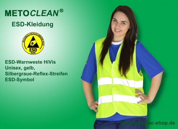 METOCLEAN ESD-HiVis-Vest, yellow, unisex - www.asmetec-shop.de
