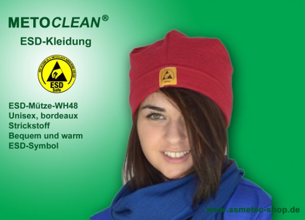 METOCLEAN ESD Winter-hat WH-48-DR, dark red