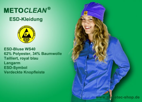 METOCLEAN ESD-Women's Shirt WS40-RB, royal blue - www.asmetec-shop.de