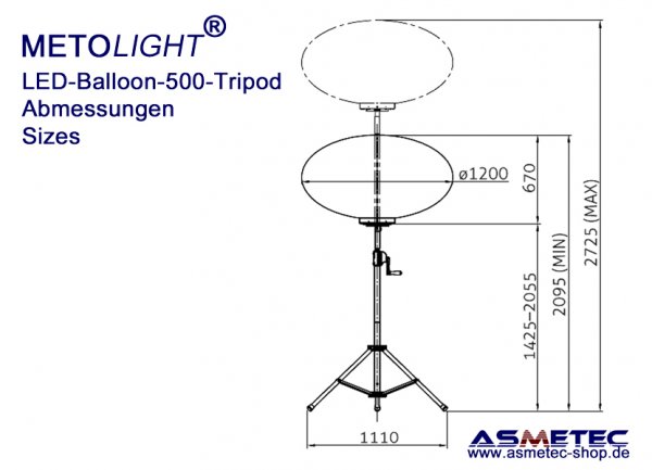 METOLIGHT LED-Ballon-Leuchte 480 Watt - www.asmetec-shop.de