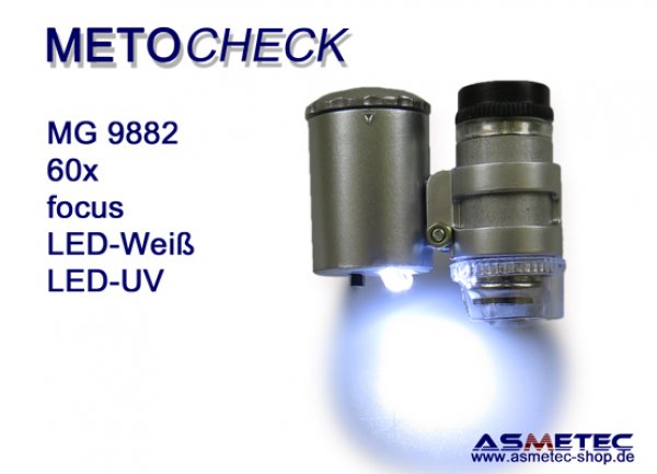 METOCHECK-MG-9882-UV-LED, 60x, pocket microscope - www.asmetec-shop.de