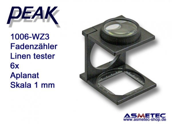PEAK 1006-WZ3 Fadenzähler, verzeichnungsfrei, 6x - www.asmetec-shop.de, peak optics, PEAK-Lupe