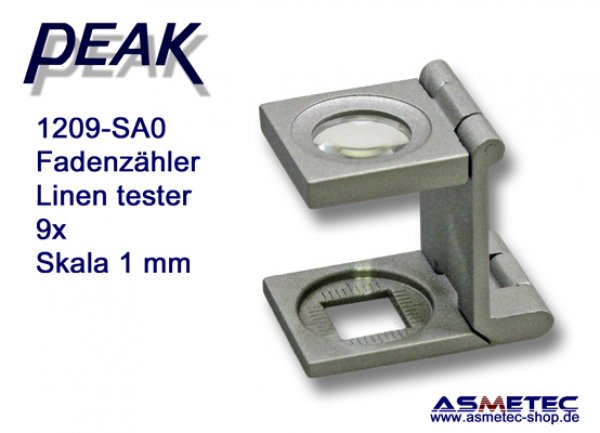 PEAK 1209-SA0 Fadenzähler 9fach, bikonvex - www.asmetec-shop.de, peak optics, PEAK-Lupe