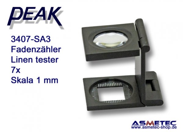 PEAK 3407-SA3 Fadenzähler, 7fach - www.asmetec-shop.de, peak optics, PEAK-Lupe