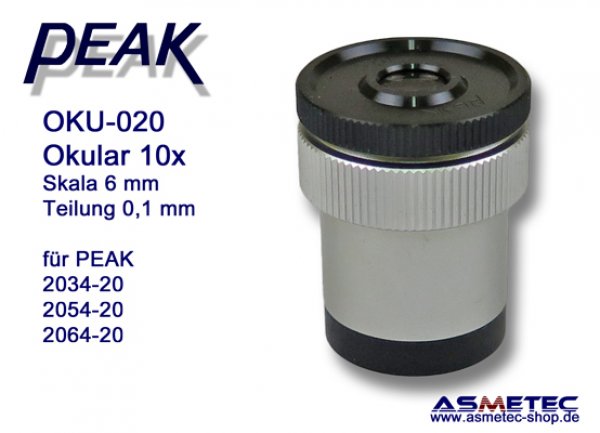 PEAK OKU-020, Okular, 10fach, Skala 6 mm für Peak 2034, 2054, 2064 - www.asmetec-shop.de