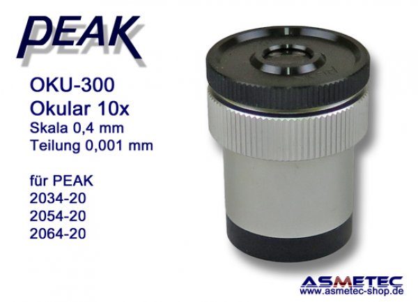 PEAK OKU-300, eyepiece, 10x, scale 0,4 mm for Peak 2034, 2054, 2064 - www.asmetec-shop.de