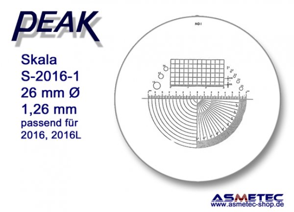 PEAK-2016-L scale for illuminatede scale loupe 15x - www.asmetec-shop.de