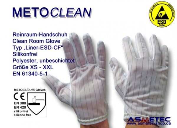 Metoclean Liner ESD-CF, dissipative glove, silicone free - www.asmetec-shop.de