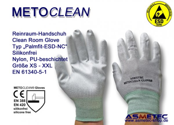 Metoclean Palmfit ESD-NC, dissipative glove, silicone free - www.asmetec-shop.de