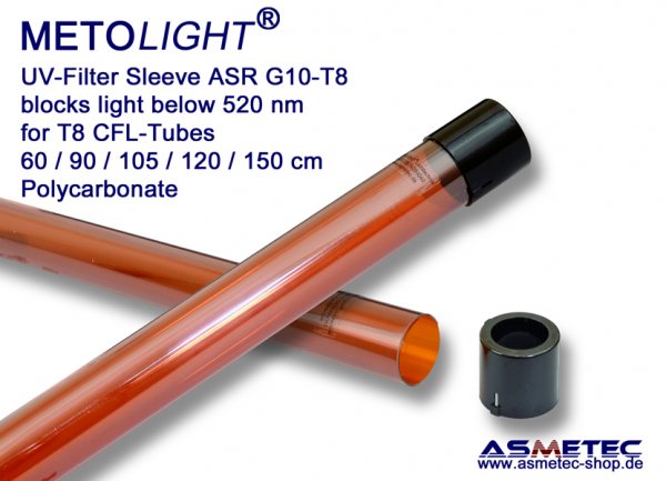 Metolight ASR-G10 UV-filter sleeve T8, amberr, 520 nm - www.asmetec-shop.de