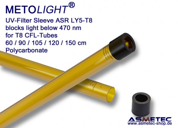 Metolight ASR-LY5 UV-filter sleeve T8, yellow, 470 nm - www.asmetec-shop.de