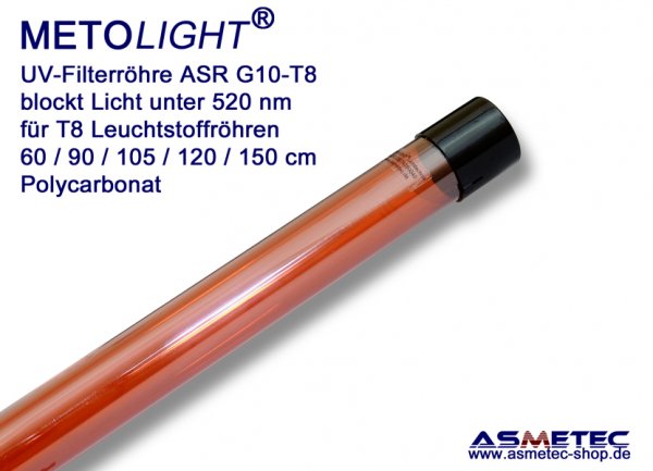 Metolight ASR-G10 UV-filter sleeve T8, amber, 520 nm - www.asmetec-shop.de