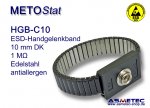 ESD wrist strap HGB-C10, stainless steel, 10 mm snap