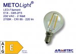 LED-Filament, E14, Globe 45, 2 Watt