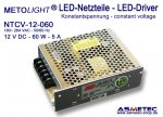 LED Netzteil 12 VDC,  60 Watt, 5A, open  frame, IP20