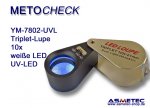 METOCHECK YM7802-UV-LED, foldable loupe 10x with LED