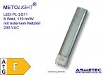 LED-PL-tube, 2G7-08-5630, 230 Volt, 8 Watt, cold white E