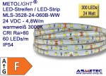 LED-Streifen 3528, warmweiß, 24 VDC, 300 LEDs, 24 W, IP54, 5 m lang