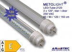 LED-Tube-2120 - 120 cm, 25 Watt, 2 x 120°, both sides lighting,  pure white, 3000 lm, clear