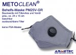 METOCLEAN Adult Anti Dust Face Mask PM25V-GR, with valve, grey, washable