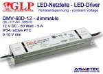 LED driver GLP DMV-60D-12, 12 Volt DC, 60 Watt, PFC, dimmable