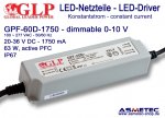 Schaltnetzteil GLP GPF-60D-1750, 1750 mA, 20-36 VDC, 63 Watt, dimmbar, IP67