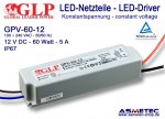 Schaltnetzteil GLP GPV-60-12, 12 Volt DC, 60 Watt, IP67, TÜV