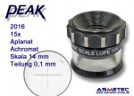 PEAK-Optics Messlupe 2016, 15fach, Skala 0,1 mm