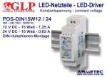 LED-Netzteil GLP POS-DIN  15W12, 12 VDC, 15 Watt, DIN-Hutschiene