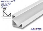 LED-Aluminium Profil P3W-2, weiß, 17 x 17 mm, 2 m lang, Eckprofil