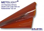 UV filter foil SFG10, amber, blocks light below 520 nm, cut off