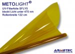 UV-Filterfolie SFLY5, gelb, blockt Licht unter 470 nm, Rollenware